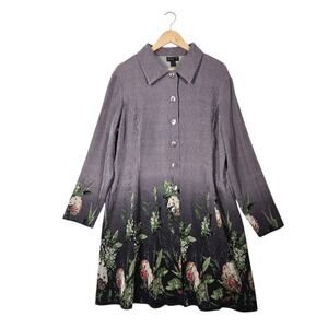 Jerrry T Dress Jacket Coat sz 1X Taupe Brown Button Front